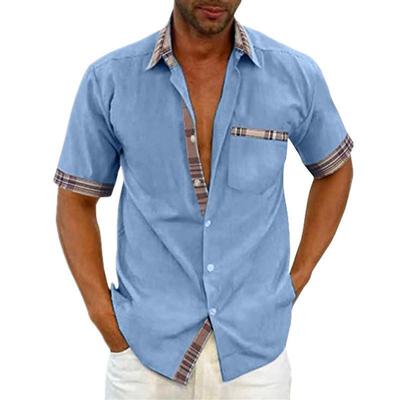 button-down fashionable cuffs and collar contrasting with