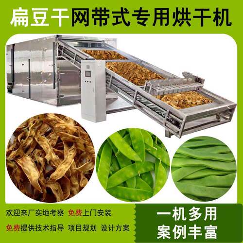 大型扁豆烘干设备四季豆扁豆烘干机商用自动网带式中药材烘干房
