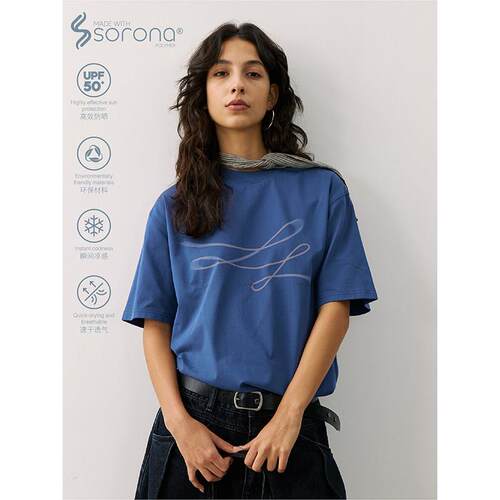 LR MADE 25SS 凉感Sorona® 虚幻运动线 线条图案 宽松圆领短袖T恤
