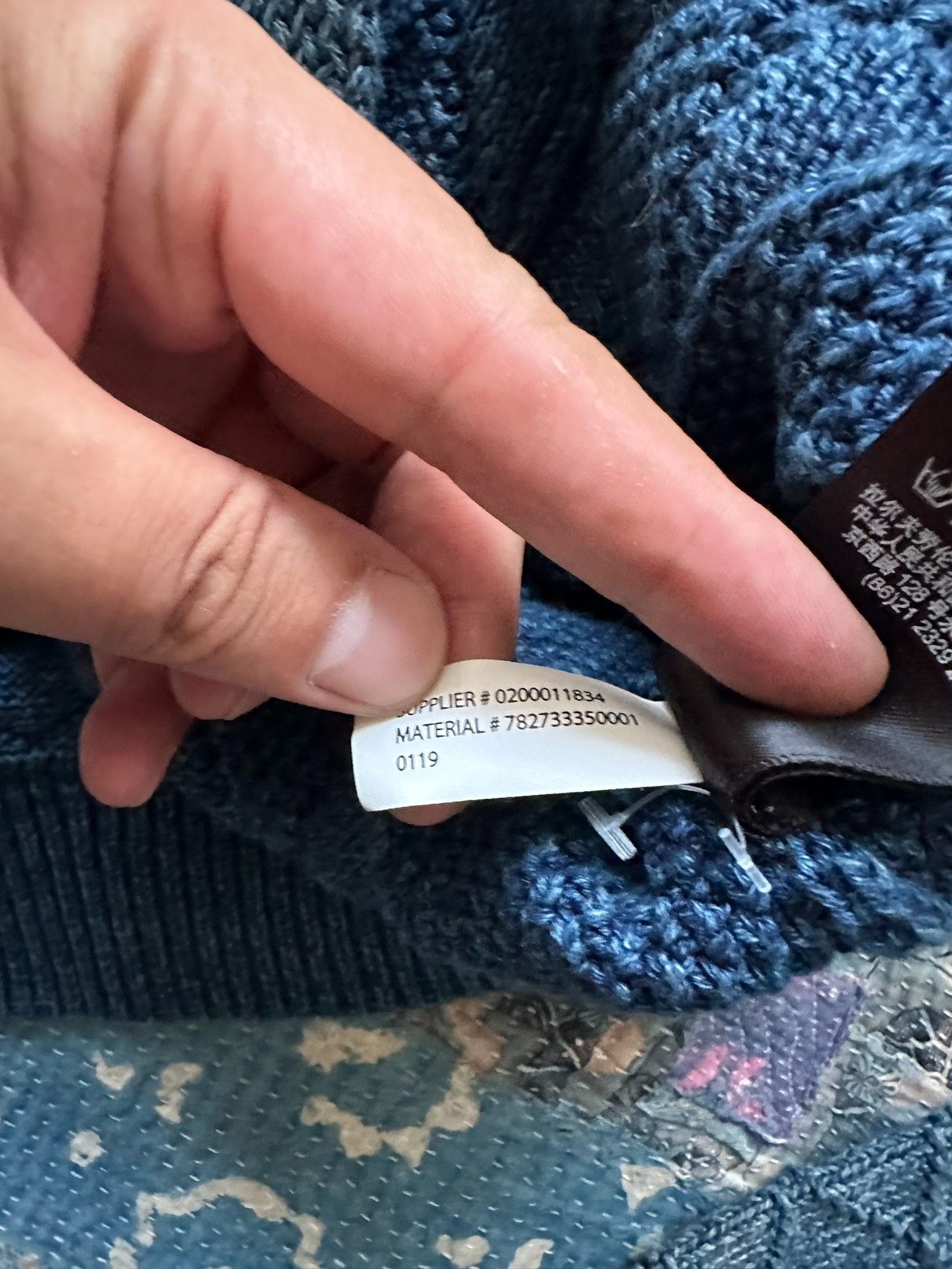 RRL Blue Cable-Knit Wool Cardigan — back