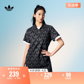 印花运动翻领短袖连衣裙女装夏季adidas阿迪达斯三叶草