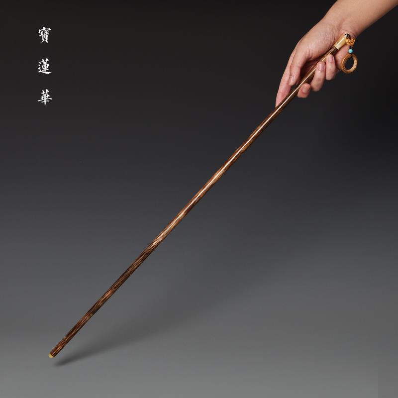 金丝竹文玩竹 镶花牛角天然竹 手工制竹节长鞭文玩手把件