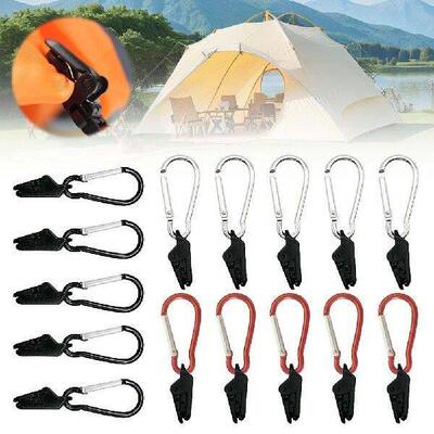 10Pcs Outdoor Tent Clips with Carabiner Hanging Hooks