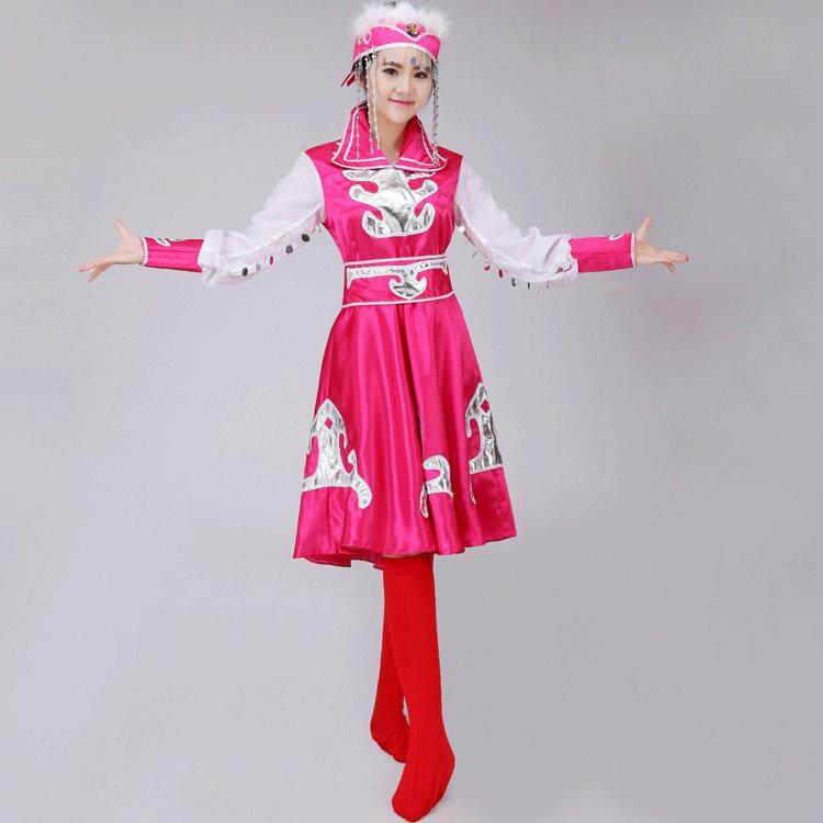 高档款摆古族服装女成人表演舞演出服饰蒙蒙古长袖大裙骑马舞表演
