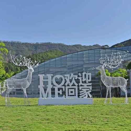 室外不锈钢梅花鹿雕塑销售部草坪抽象动物铁剪铁丝鹿装饰饰品