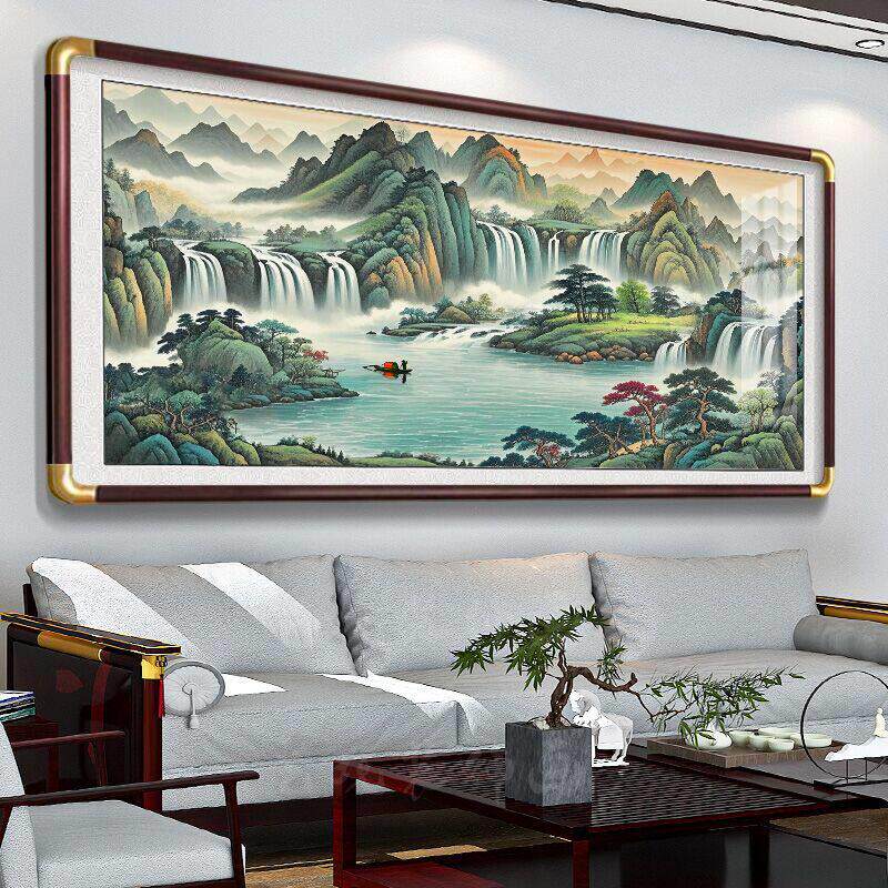 2025年新聚宝盆山水客厅挂画沙发背景墙办公室装饰画风景字画壁画