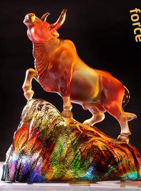 彩釉牛饰品生日礼物中国风新乔迁酒柜高端装饰牛飙升工艺