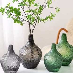 网红大肚花瓶小口径吊钟落地圆玻璃轻奢高级感透明水养插花马醉木