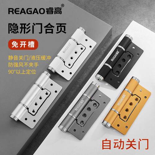 REAGAO隐形门液压合页 免开槽缓冲暗门合页 自动关门弹簧闭门器