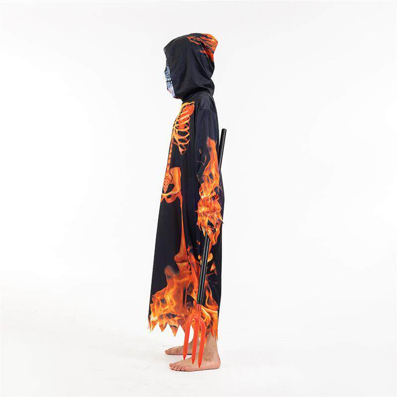 Halloween Childrens Flame Skeleton Party Robe派对恐怖长袍