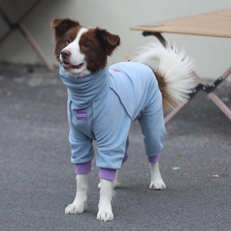 中大型犬加厚冬装 边境牧羊犬保暖衣 金毛专用毛衣四脚衣 高领奥