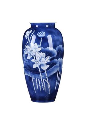 2024新款大师手绘青花花瓶大号插花陶瓷摆件装饰品书房收藏礼品