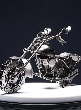 创意铁艺机车覆古摆件家居客厅玄关酒柜装饰品房间工艺礼品摆饰小