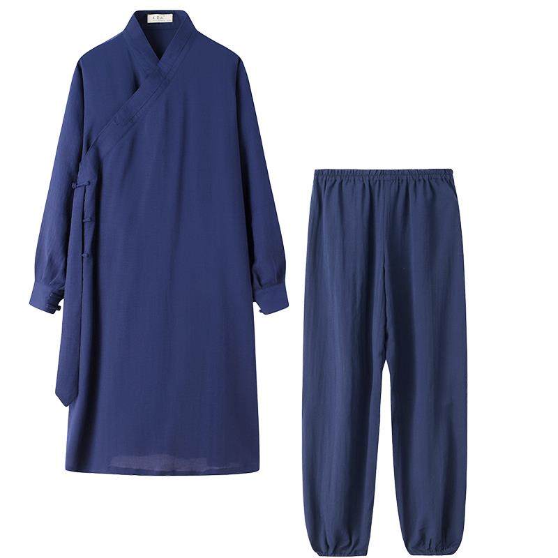 正品武当山太极女新服雅中长袖式改良对角襟太极服男女式汉代道袍