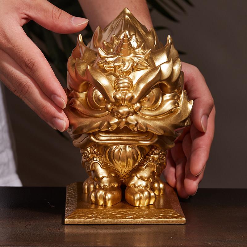开业中国风醒狮茶室桌面摆件茶桌中古狮子办公室玄关装饰品送礼