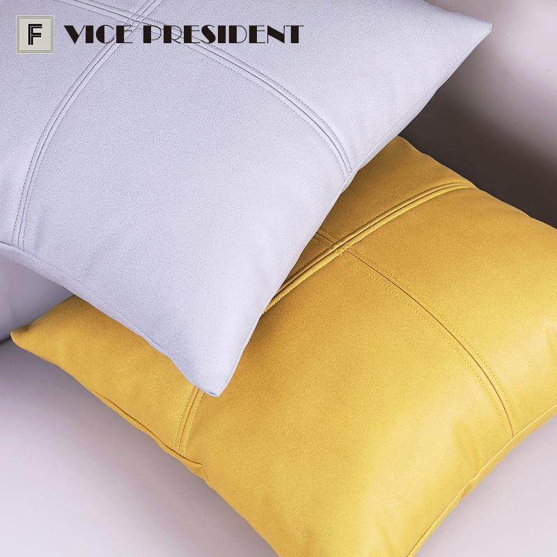 枕纯色哑光HYuslwus科技布仿皮拼抱接沙发枕抱靠垫办公室抱枕靠背