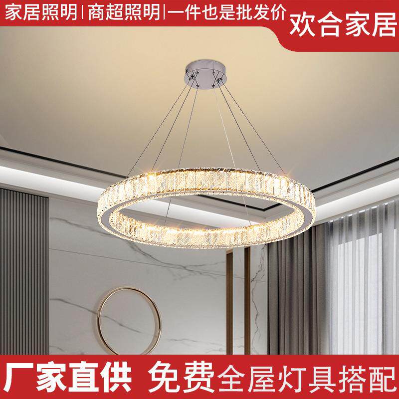现代简约别墅挑空客厅吊灯复式楼中空大吊灯loft公寓轻奢圆环吊灯