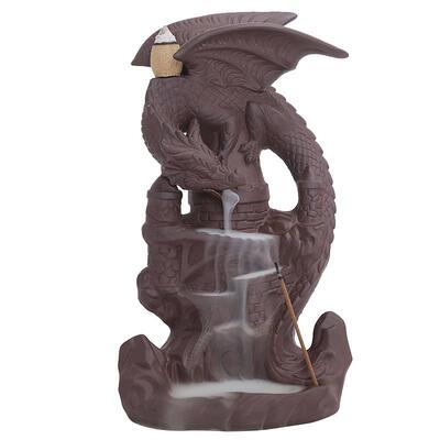 新品紫砂翼龙倒流香薰炉创意欧美风碉堡翼龙家居饰品摆件香炉