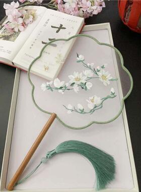 古风扇子中国古风刺绣团扇夏季复古代汉服旗袍走秀舞蹈苏绣宫扇女