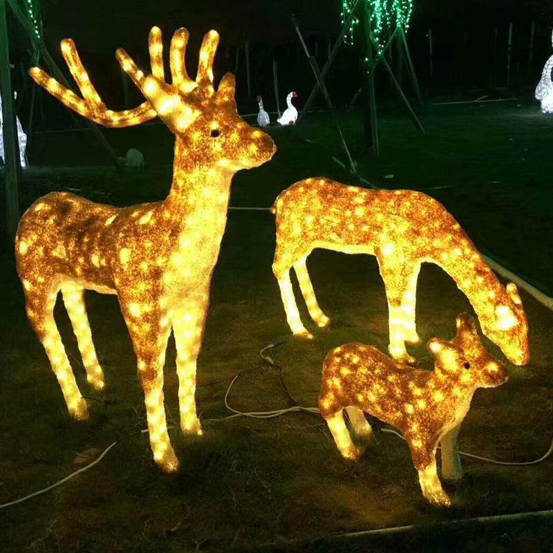 圣诞节梅花鹿造型灯led户外防水仿真动物灯3D滴胶梅花鹿动物摆件