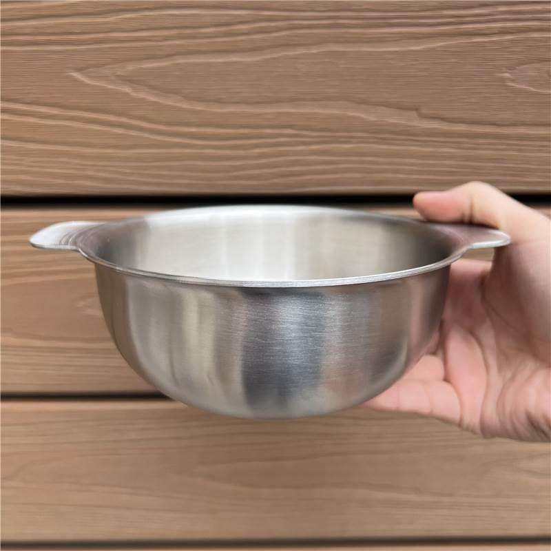 BTV4带耳朵小碗304不锈钢吃饭碗水果碗三层钢可加热小盆