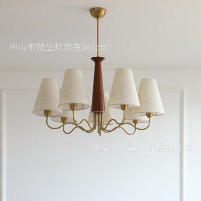 1940s中古世纪法式吊灯卧室复古灯奥地利纸木吊灯美式民宿灯具