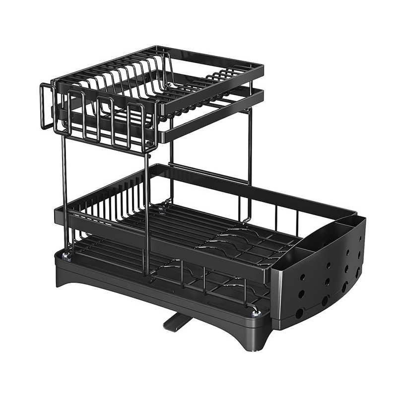 厨房沥水碗架置物架家用碗筷刀叉水杯餐盘收纳架导水双层碗碟架