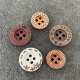 现货批发天然木头扣宽边虚线木质纽扣圆形四眼装 饰扣儿童木质扣