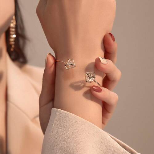 Handmade hollow triangle charm bracelet