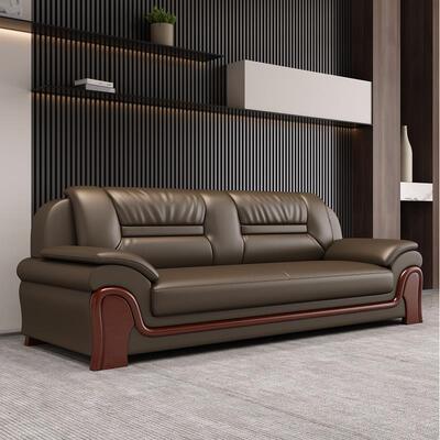 办公沙发2025新款简约中式商务酒店会客室接待办公室真皮茶几组合