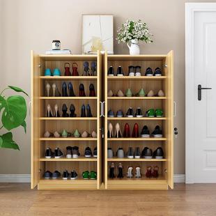 鞋柜带锁门外门口木质大容量室外防盗鞋架简易楼道收纳柜多层柜子