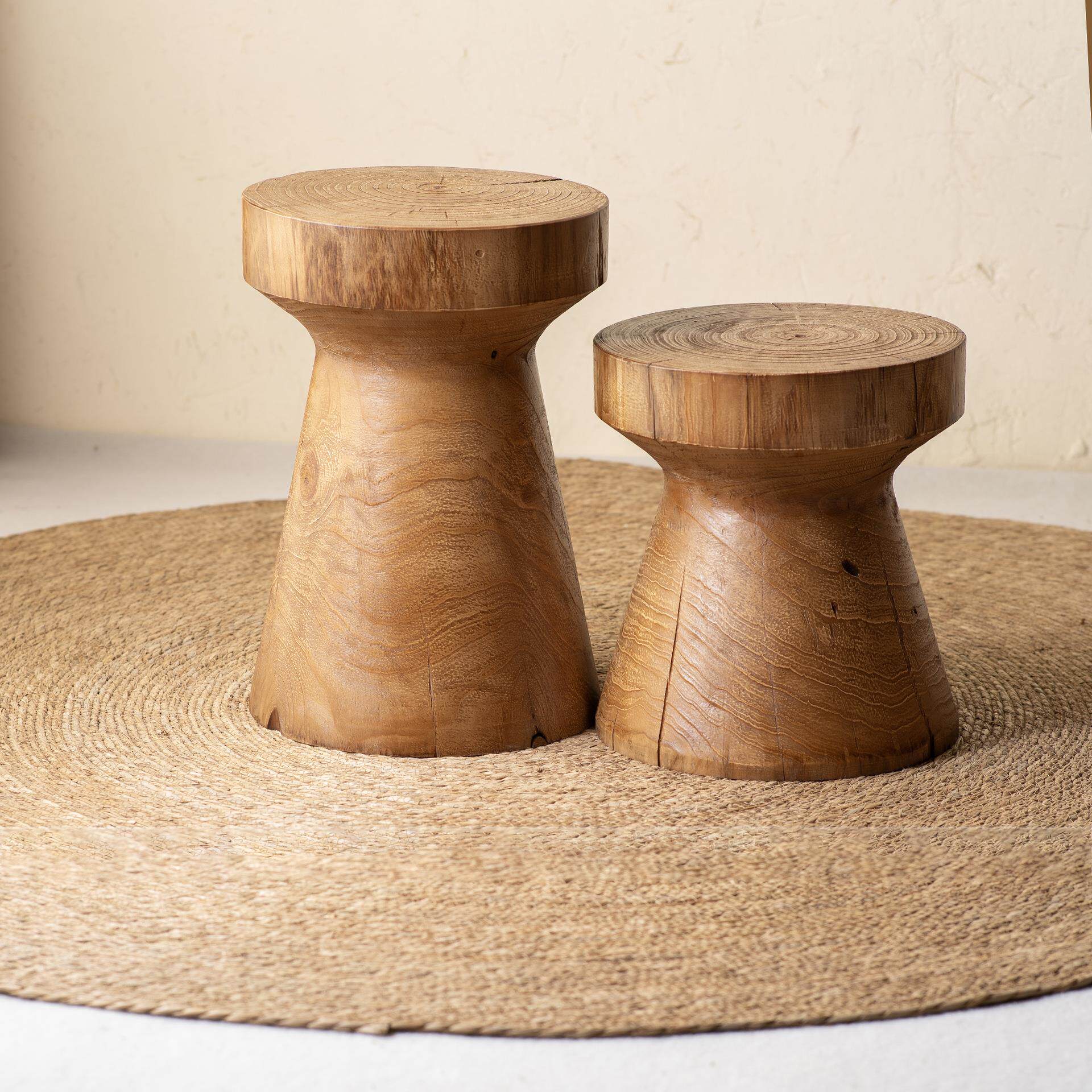 实木墩子圆凳子新中式复古风圆茶几摆件树墩根雕边几客厅床头角几