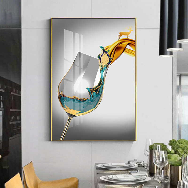 玄关晶瓷画 清新创意酒杯艺术餐厅装饰画 酒店沙发墙立体晶瓷挂画图片
