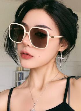 2025韩版遮阳开车白色偏光驾驶太阳眼镜女士大框圆脸显瘦潮防晒太