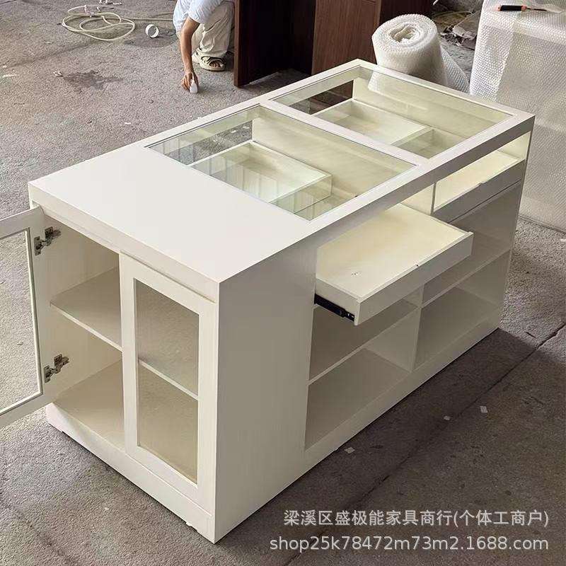 SJN服装店中岛收银台玻璃展示台吧台女装柜台饰品摆件陈列柜陈列