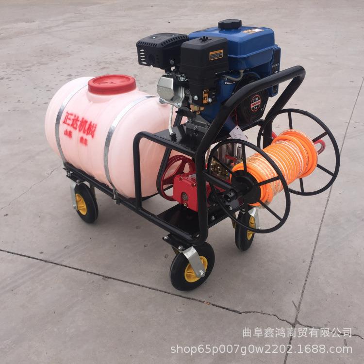 鞍山农作物防治打药机鑫鸿汽油推车喷雾器汽油自动收管打药机