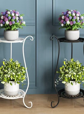 欧式花架双层花架子客厅落地式置物架阳台简约花盆架多肉花架卧室