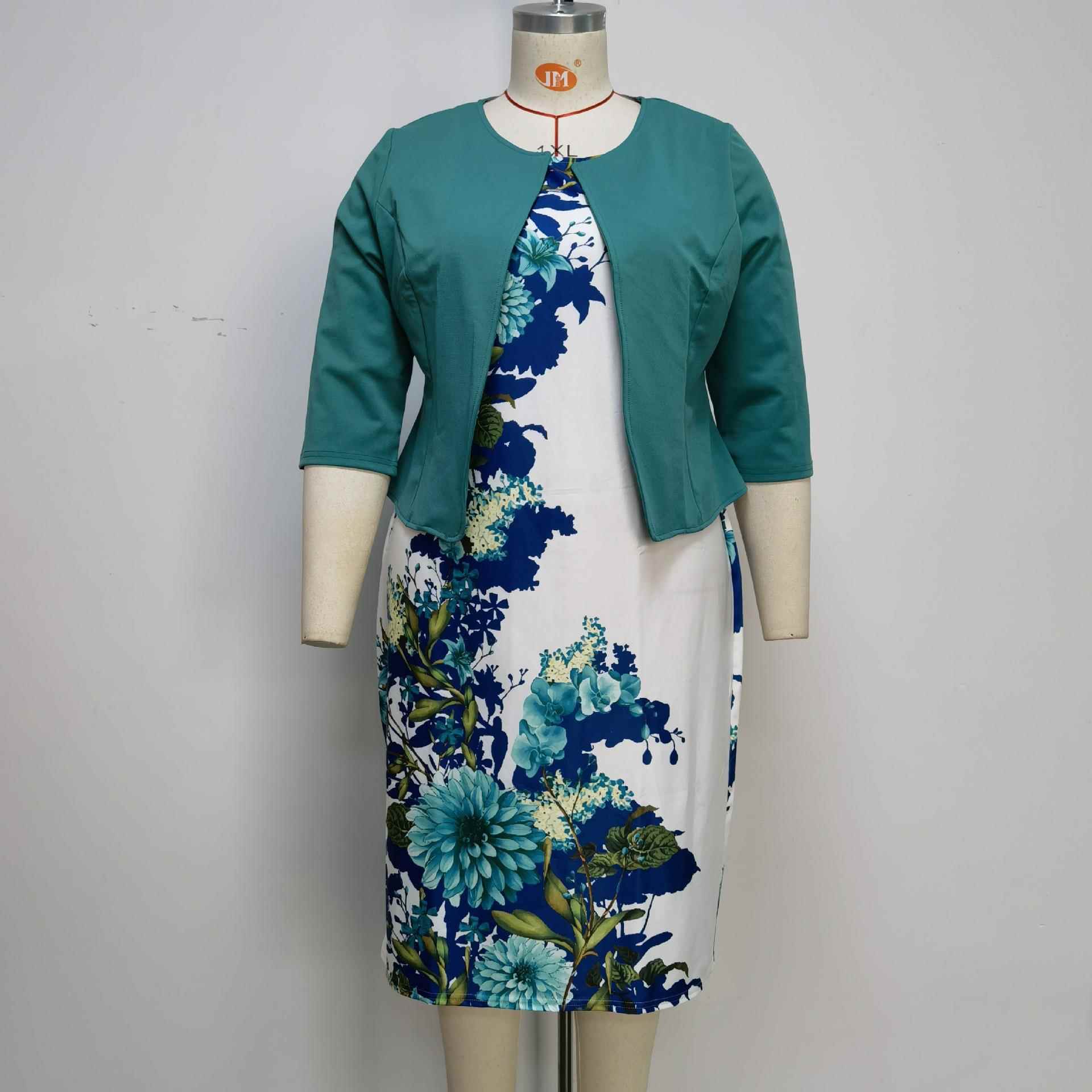 Plus size women's dress coat two piece suit