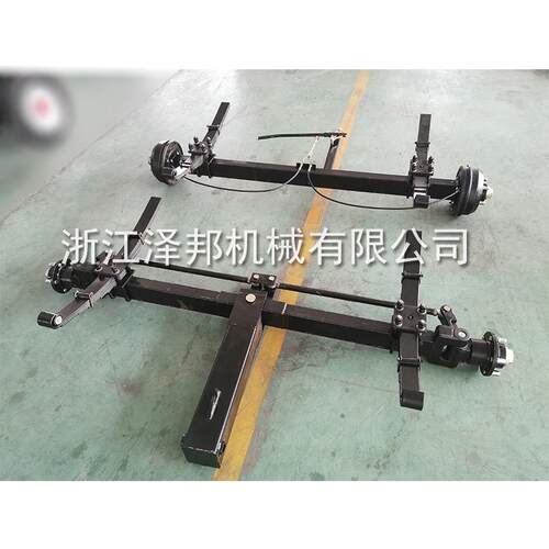 移动设备车轴前后桥总成 发电机拖车轴带弹簧钢板减震刹车桥厂家
