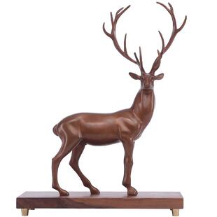 紫铜梅花鹿摆件麋鹿一路高升升迁办公桌面摆设中式家居装饰