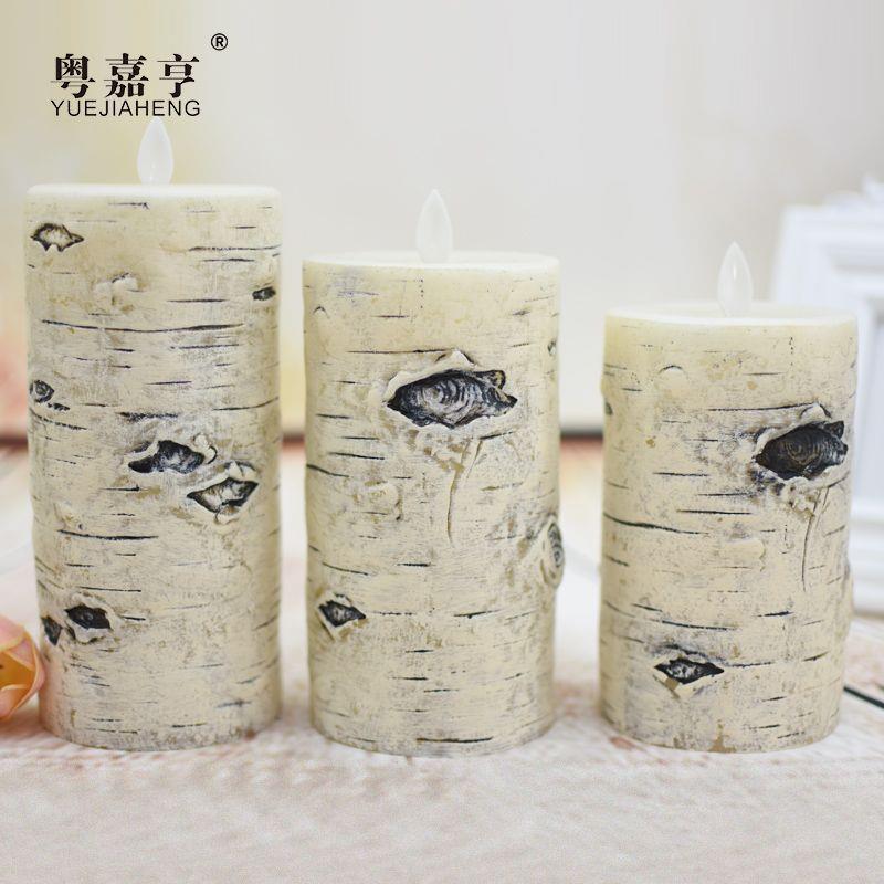桦树皮led电子蜡烛灯假蜡烛创意浪漫小夜灯婚庆派对装饰灯路引灯