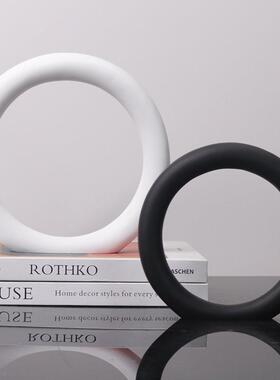 轻奢几何圆圈树脂摆件式极简风格品样板房BFC间饰玄关厅客软欧装