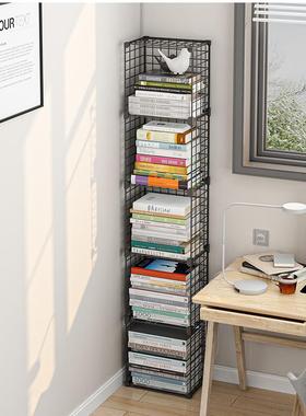 简易书童架落地窄书柜铁书艺hs202101书本收纳儿阅架子多层小桌面