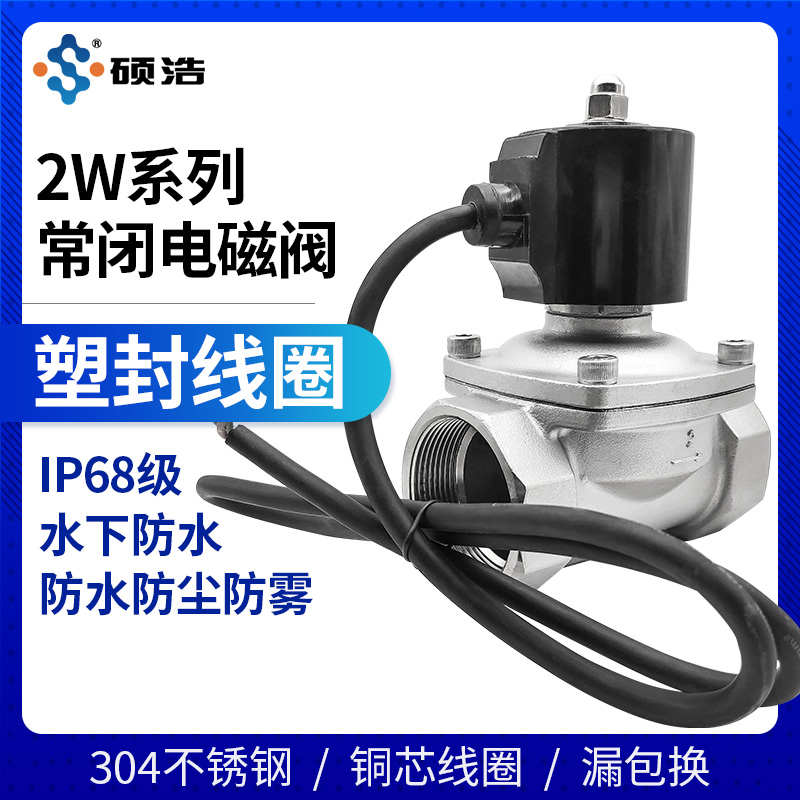 水下IP68级防水防雾电磁控制水阀 水底喷泉开关不锈钢220V24V常闭