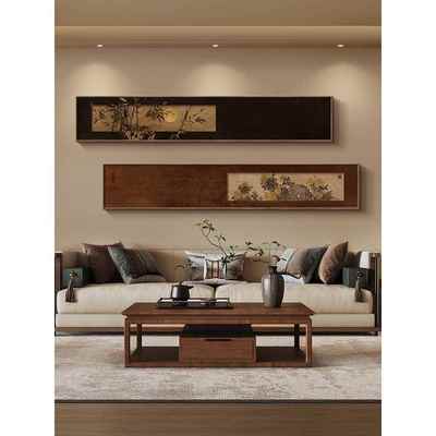 挂兰竹菊NM122006新中式客厅装代饰画横幅长条卧室画宋美学茶室氛