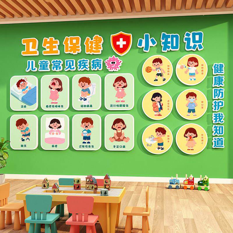 幼儿园学校卫生保健宣传栏布置装饰儿童医院健康防护主题墙贴挂画