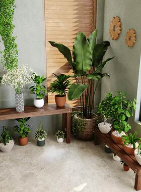防腐木花架实木质多层阶梯阳台落地式户外庭院室外多肉木头花架子