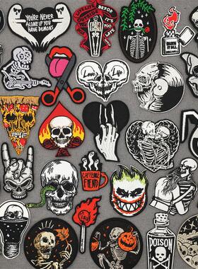 Hippe Punk Patches Embroidered Patches for Clothing Skull Gh