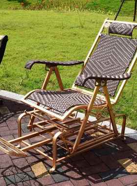 背摇椅懒人午休躺椅铁艺藤椅PFS18138人阳台室外摇摇椅老人休闲靠