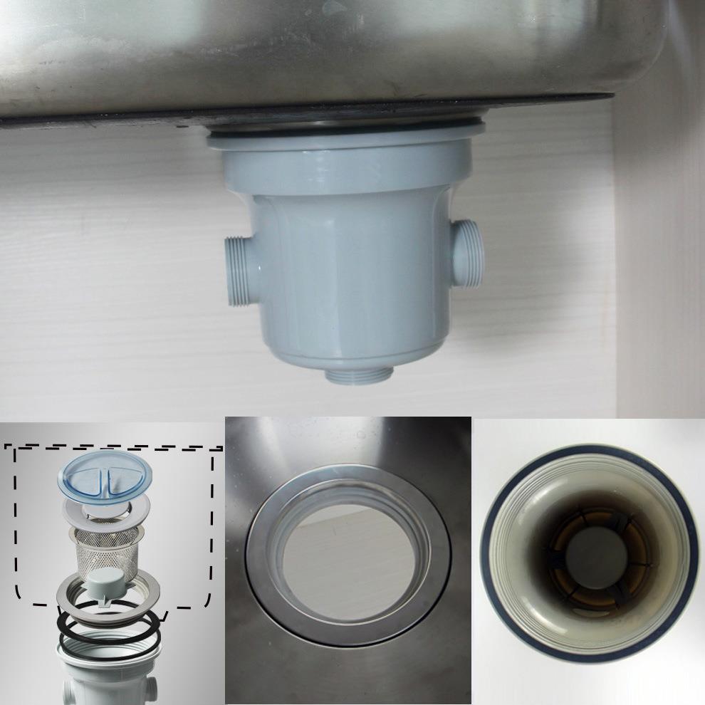 亚马逊出口日韩式厨房水槽下水器180/185大口径提篮双溢水XP373